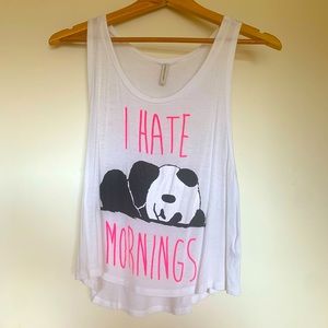 I Hate Mornings Panda Cotton Sleeveless Tank Small S